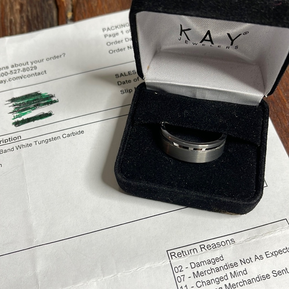 Tungsten Carbide white 8mm wedding band Sz.12